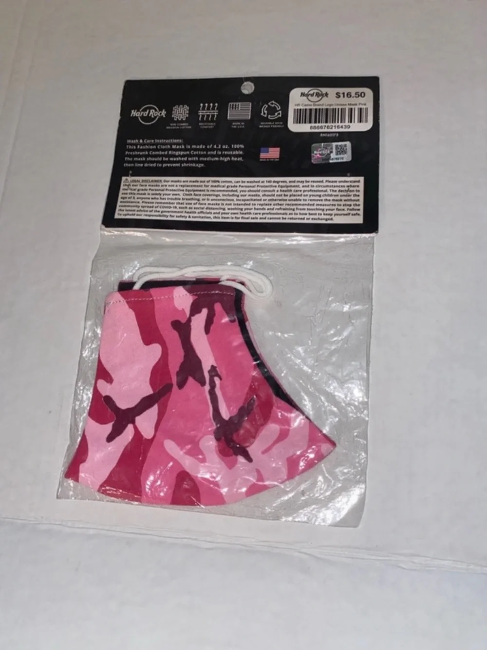 Unisex Hard Rock Cafe Pink Camo Face Mask